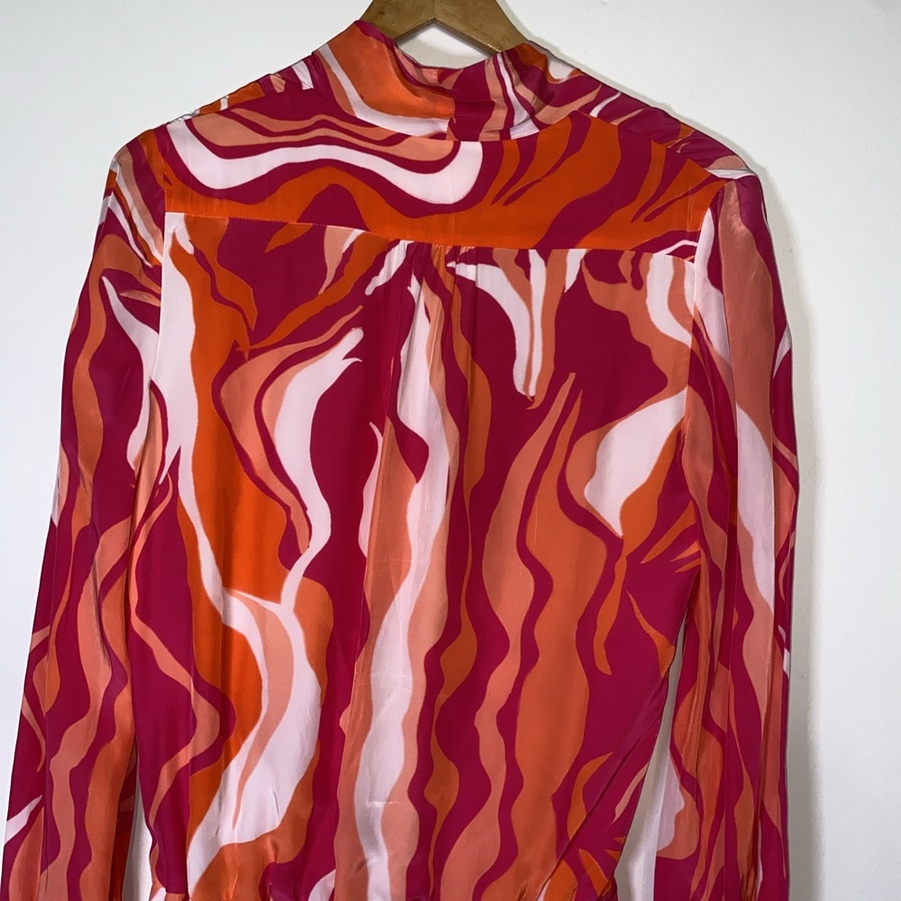 Rococo Sand Emily Wrap Dress Size L Pink Orange Long Sleeve Mini Bohemian Resort - Picture 9 of 10
